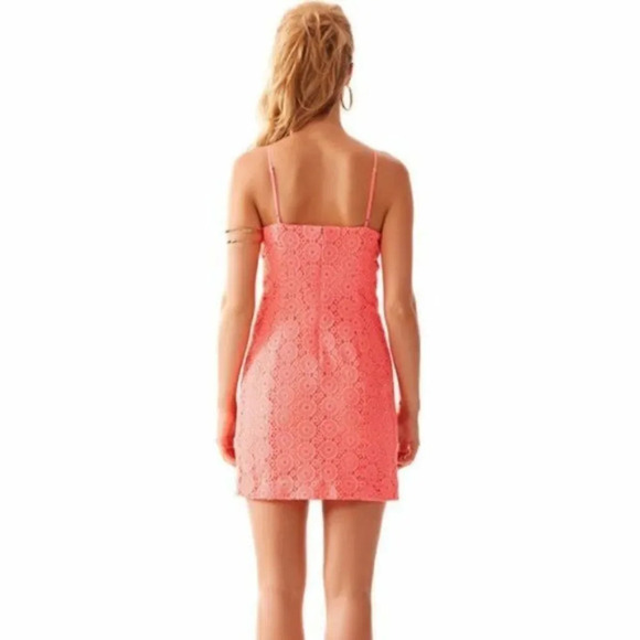 LILLY PULITZER Pink Costello Halter Dress Lace Pucker Pink Extra Small - Picture 2 of 10